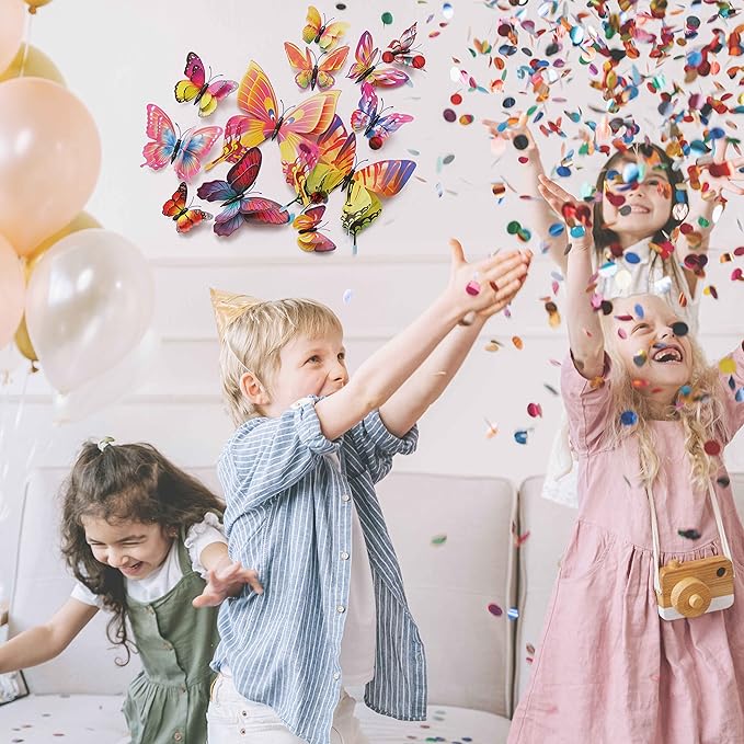 Butterfly Wall Decor 24/48 PCS, 3D Butterflies Stickers for Party Decorations with Magnets(Multiple Colour, 24)