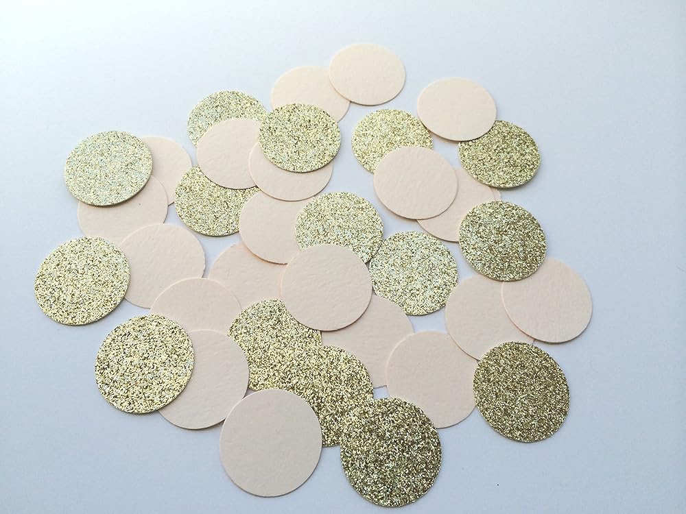 Blush and Gold Glitter Circle Confetti. Party Decorations. 80 Piece Confetti.