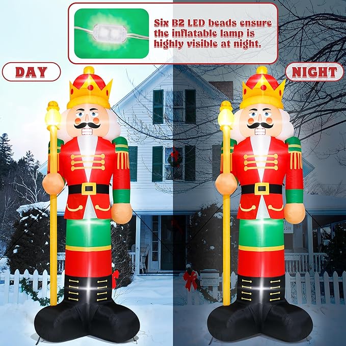 14FT Christmas Inflatables, Giant Christmas Inflatables Nutcracker, Lighted Christmas Soldier Yard Decorations, Blow Up Outdoor Christmas Decor for Holiday Xmas Party Indoor Lawn Christmas Eve