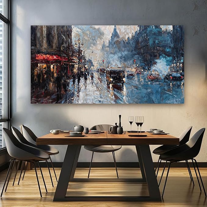 Canvas Wall Art Decor Large Wall Art Pictures for Living Room Abstract Canvas Art Wall Decor Artwork for Walls City Corner Wall Art Prints Wall Decorations Bedroom Home Aesthetic Wall Art Decor 29" X 58"