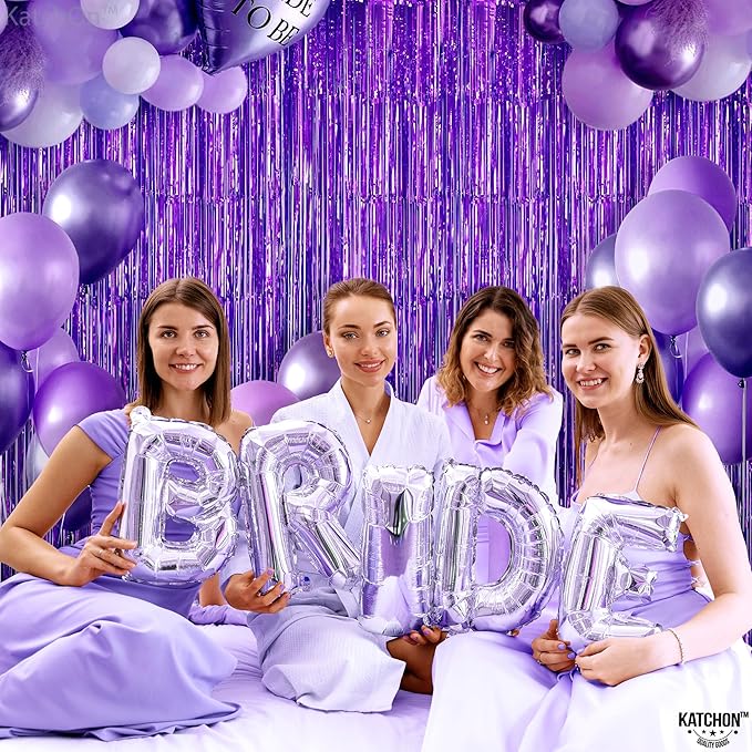 KatchOn, Metallic Purple Foil Fringe Curtain - Pack of 2 | Streamer Backdrops For Purple Birthday Decorations | Bachelorette, New Year, Halloween Decorations Indoor | Unicorn, Mermaid Party Decoration