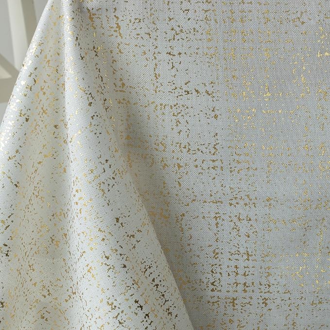 Benson Mills Gold Mine Foil Printed Fabric Table Cloth, Holiday, Winter, Thanksgiving, and Christmas Tablecloth (60" x 84" Rectangular, Gold Mine Ivory/Gold)