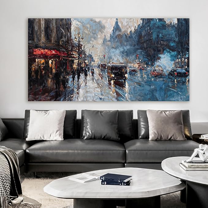 Canvas Wall Art Decor Large Wall Art Pictures for Living Room Abstract Canvas Art Wall Decor Artwork for Walls City Corner Wall Art Prints Wall Decorations Bedroom Home Aesthetic Wall Art Decor 29" X 58"