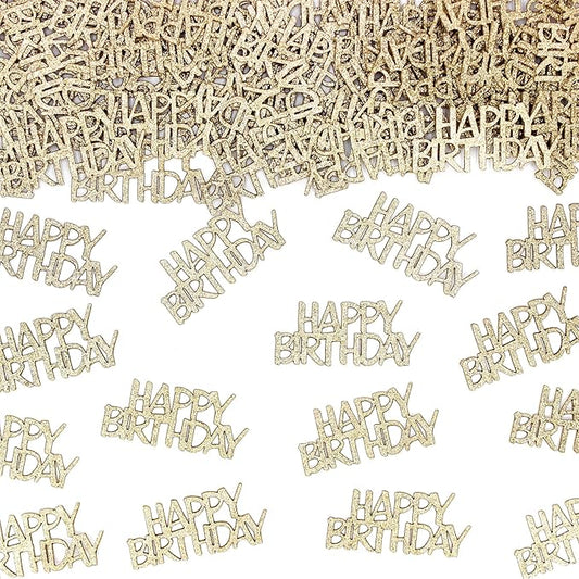 Champagne-Gold Happy Birthday Confetti for Tables Light Gold Glitter Birthday Party Table Scatters for Adult/Kids Birthday Anniversary DIY Crafts Party Supplies 100PC