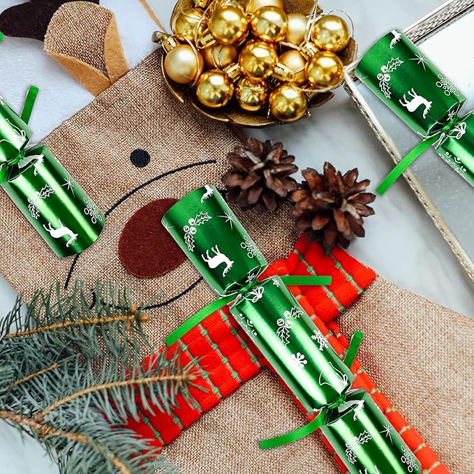 12 Pack Christmas No-snap Party Table Favors, Christmas themed Holiday Supplies with Party Hat, Joke & Little Gift Inside for Kids Adults Xmas Gift