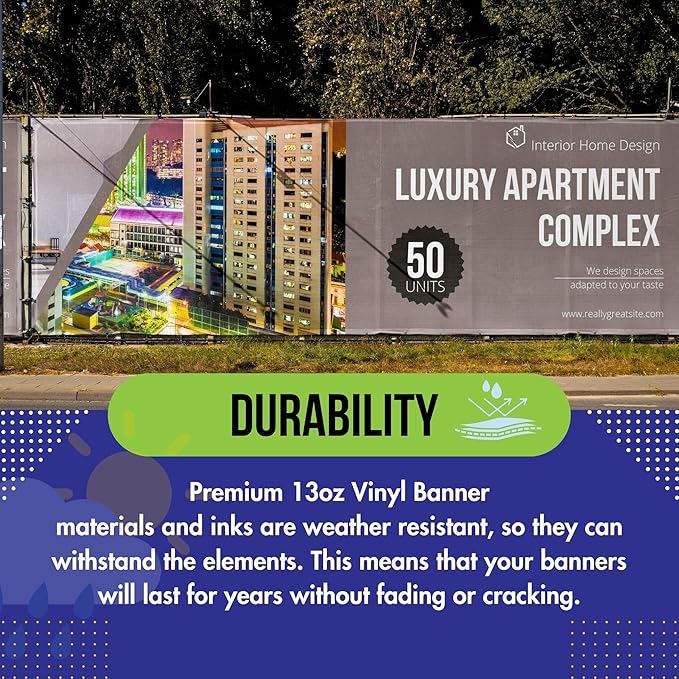 Personalized Custom Vinyl Banner Printing Indoor or Outdoor use Printed Business Event Birthday Party Large Custom Vinyl banner for Party Decoration Factory of Stickers (8'x12')