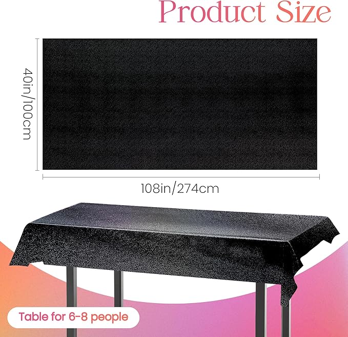 1 Pcs Black Holographic Laser Tablecloth Galaxy Space Table Cloth 40 * 108 Inch Shimmer Star TableCover for Halloween Birthday Graduation Neon Party Supplies Disposable Plastic Foil Table Decor