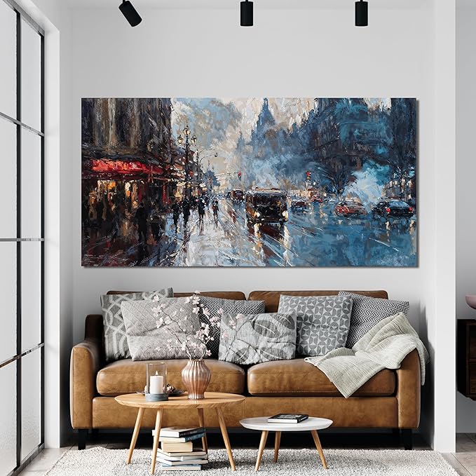Canvas Wall Art Decor Modern Wall Art Pictures for Living Room Abstract Canvas Art Wall Decor City Corner Wall Art Prints Artwork for Walls Wall Decorations Bedroom Home Aesthetic Wall Art Decor 20" X 40"