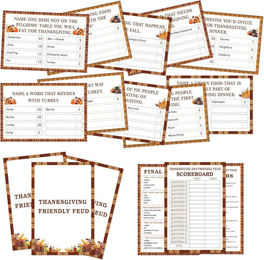 Thanksgiving Party Games for Adults, Thanksgiving Friendly Feud Game, Fall Holiday Party Games, Family Game Night Supplies, Autumn Fun Feud Trivia Quiz for Family Friends, 05