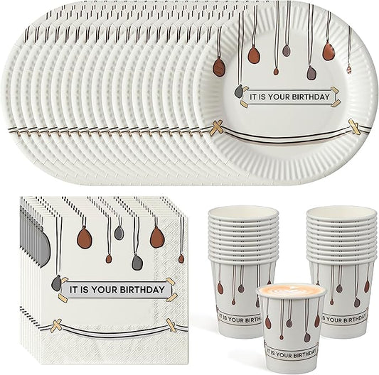 60 PCS It Is Your Birthday Disposable Birthday Party Supplies Set, The Office Merchandise Party Decoration Paper Cups, Plates and Napkins for The Office TV Show Fans Family, Friends and Coworkers