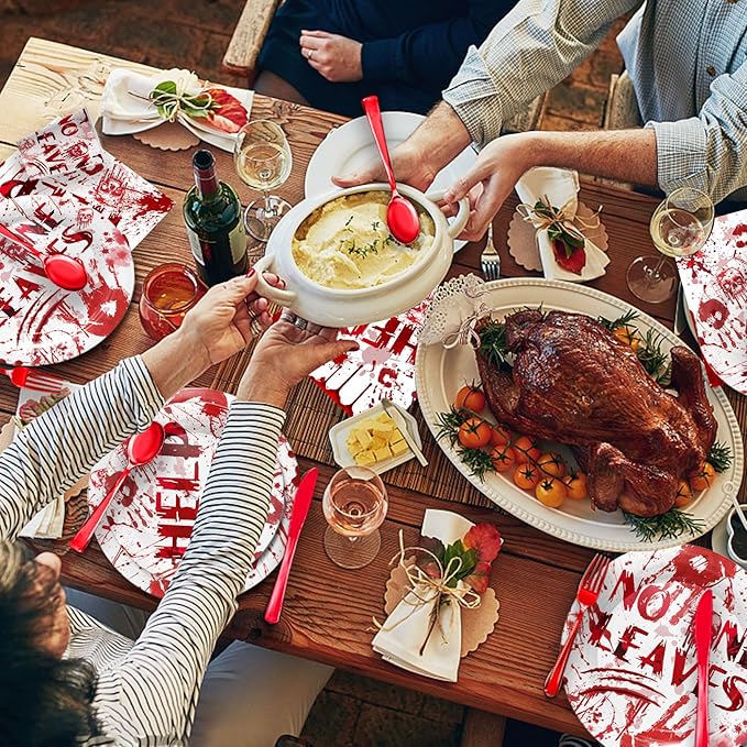 168 Pcs Hawlloween Bloody Party Supplies Tableware - Halloween Scary Party Decroations Include Plates, Cups, Napkins, Cutlery, Halloween Zombie Scary Party Decorations | 24 Guests