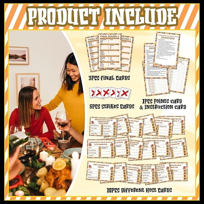 Thanksgiving Party Games for Adults, Thanksgiving Friendly Feud Game, Fall Holiday Party Games, Family Game Night Supplies, Autumn Fun Feud Trivia Quiz for Family Friends, 06