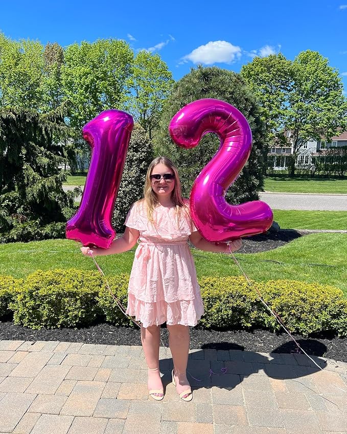 10 Balloon Number, Hot Pink Number 10th Birthday Balloons 40 Inch, 10 Years Old Hot Pink Birthday Decorations for Boys Girls, 10th Anniversary Decorations
