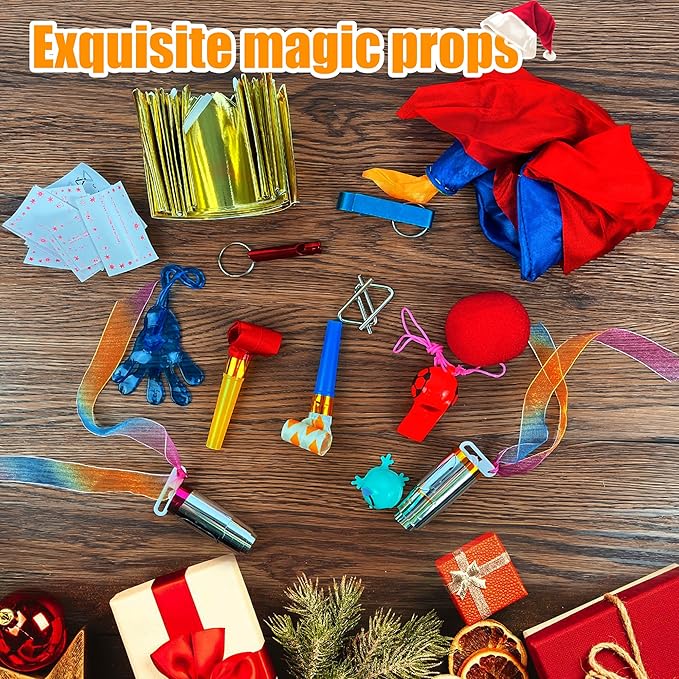 12 Pack Christmas No-snap Party Table Favors, Christmas themed Holiday Supplies with Party Hat, Joke & Little Gift Inside for Kids Adults Xmas Gift