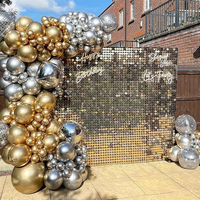 Gold Balloons 12 Inch, 50Pcs Metallic Gold Balloons Chrome Gold Metallic Balloon Golden Shiny Matte Gold Latex Balloons for Birthday Graduation Anniversary Baby Shower Wedding Party Decorations