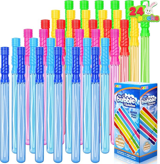 JOYIN 24 Pack 14.6’’ Big Bubble Wands Bulk (2 Dozen) for Summer Toy, Outdoor/Indoor Activity Use, Easter, Bubbles Party Favors Supplies for Kids