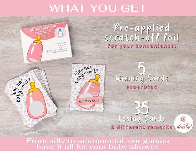 Party Hearty Baby Shower Games for Girl, 40 Emoji Scratch Off Lottery Tickets, Baby Games Ideas, Scratch Off Game, Pink