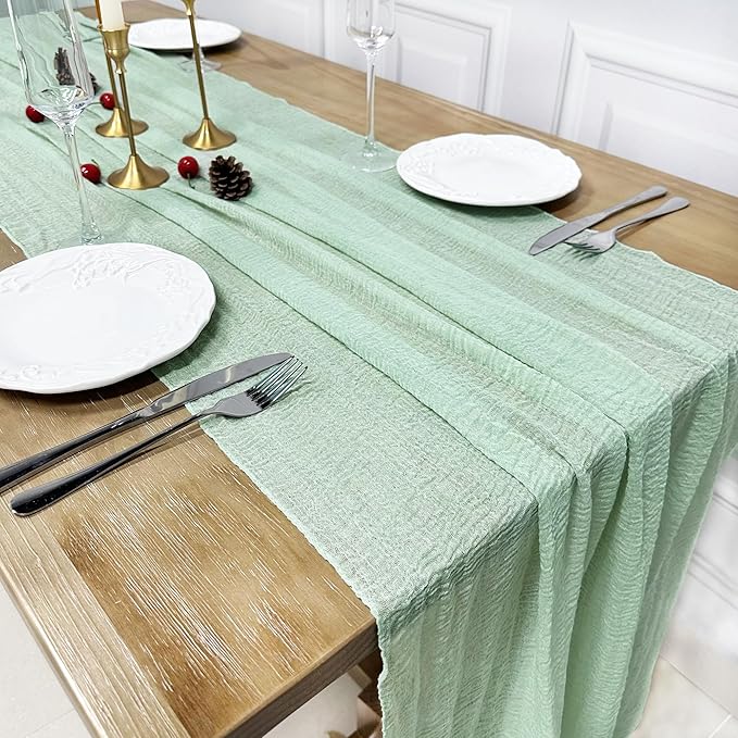 Baby Shower Party Decorations Kit Welcome Baby Heart Burlap Banner with Sage Green Tissue Flowers Pom Pom Felt Swirl Cheesecloth Table Runner Balloons for Neutral Party Decorations Supplies