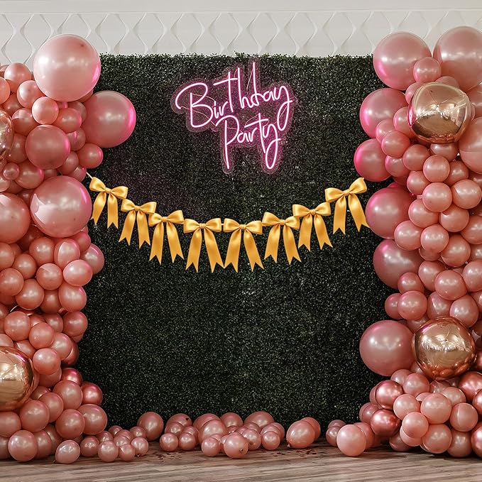 1 String of 8PCS Golden Bow Garland Banner Decoration,Pre-Strung Satin Ribbon Ornaments for Birthday,Bachelorette Party,Bridal Shower,Wedding,Engagement,Baby Shower,Graduation Decor,Anniversary