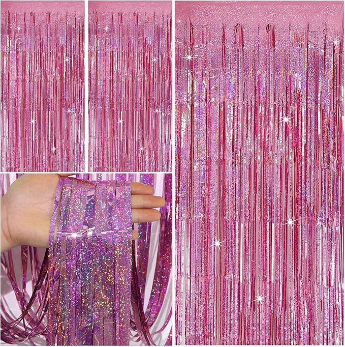 Party Backdrop Curtains Metallic Tinsel Foil Fringe Curtains Party Photo Backdrop Party Streamers for Party Birthday Graduation New Year Eve Bachelorette Decorations Wedding Decor