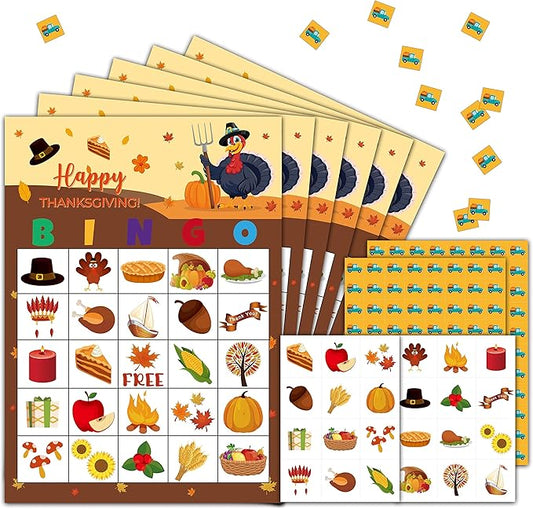 Thanksgiving Bingo Party Game Cards, Thanksgiving Party Favor Decor, 24 Players for Adult Party Games Supplies, Fall Activities-11