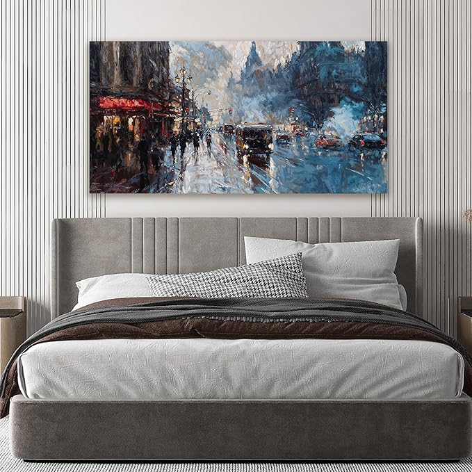 Canvas Wall Art Decor Modern Wall Art Pictures for Living Room Abstract Canvas Art Wall Decor City Corner Wall Art Prints Artwork for Walls Wall Decorations Bedroom Home Aesthetic Wall Art Decor 20" X 40"