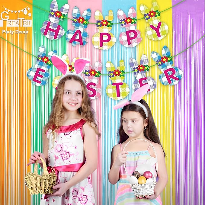 Pastel Tinsel Curtain Party Backdrop - GREATRIL Pastel Color Foil Fringe Curtain Photo Booth Streamers for Birthdays Easter Baby Bride Shower Unicorn Girls Party Decorations