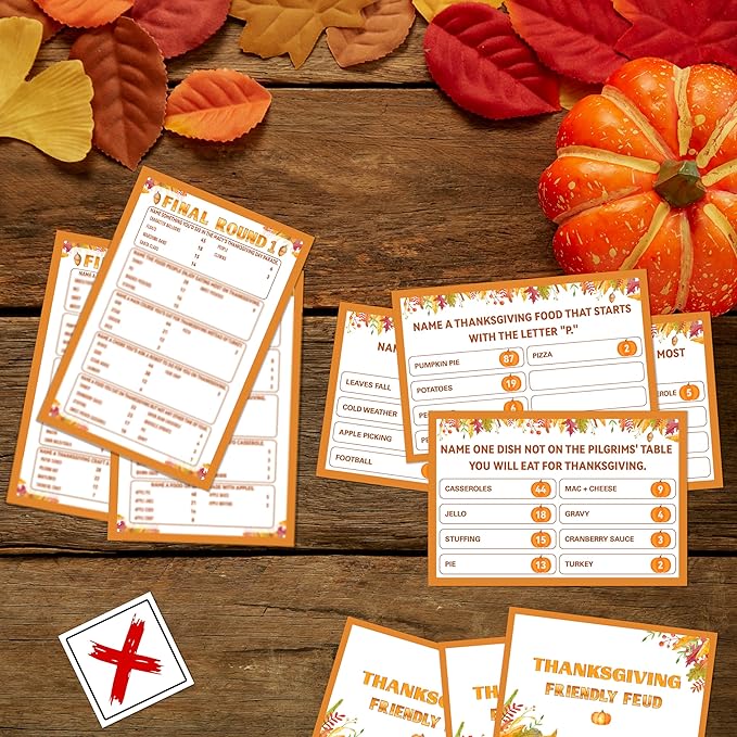 Thanksgiving Party Games for Adults, Thanksgiving Friendly Feud Game, Fall Holiday Party Games, Family Game Night Supplies, Autumn Fun Feud Trivia Quiz for Family Friends, 04
