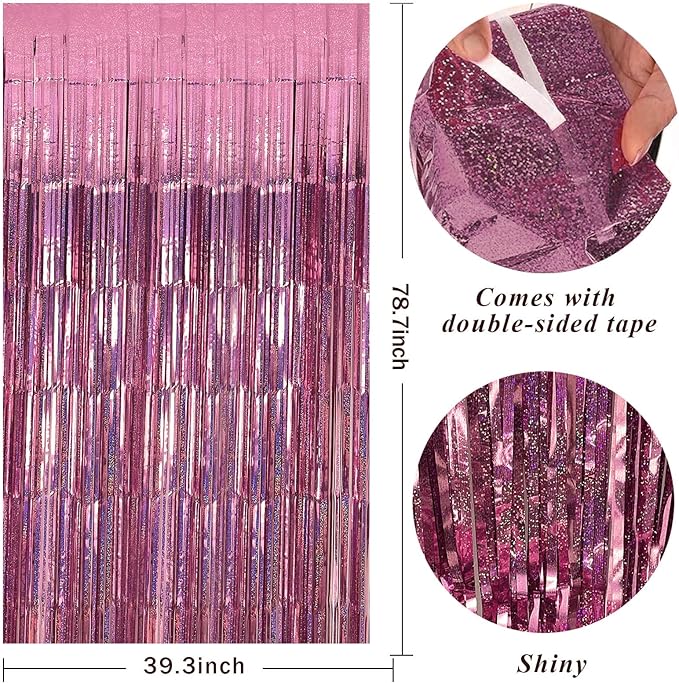 Party Backdrop Curtains Metallic Tinsel Foil Fringe Curtains Party Photo Backdrop Party Streamers for Party Birthday Graduation New Year Eve Bachelorette Decorations Wedding Decor