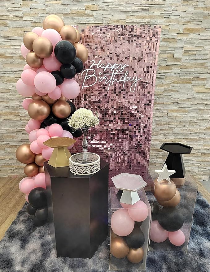 Pink Shimmer Wall Backdrop 12 Panels Cover 4 x 3 Ft, Photo Backdrops for Wedding,Anniversary,Birthday,Party Decoration