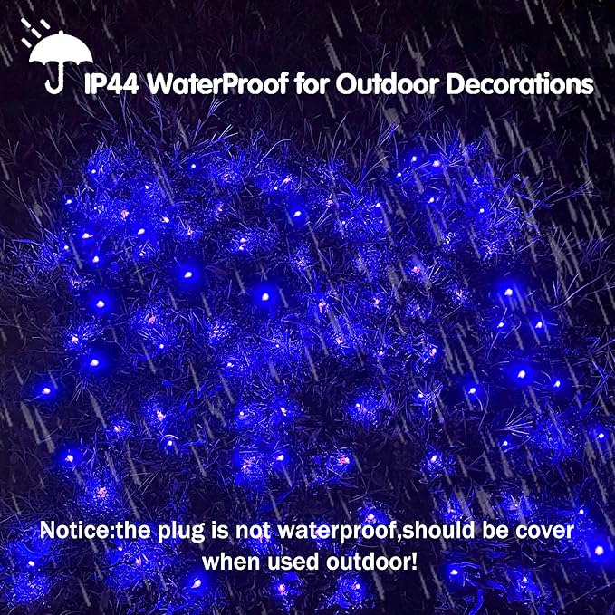 HISHINY LED Blue Christmas Net Lights Outdoor Christmas Decorations 5ftx5ft 100LED Green Wire,Connectable Outdoor Indoor Yard Mesh Shrub Net Lights String for Halloween Chritmas Party,Tree,Bush(Blue)