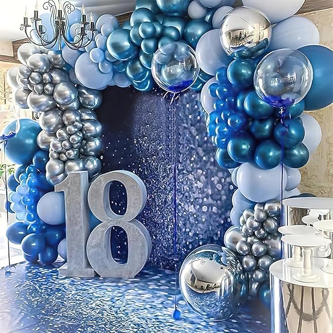 PartyWoo Metallic Blue Balloons 50pcs 5 Inch Small Mini Chrome Blue Latex Balloons for Graduation Wedding Baby Shower Engagement Baby Shower Wedding Bachelorette Birthday Party Decorations Blue-G106