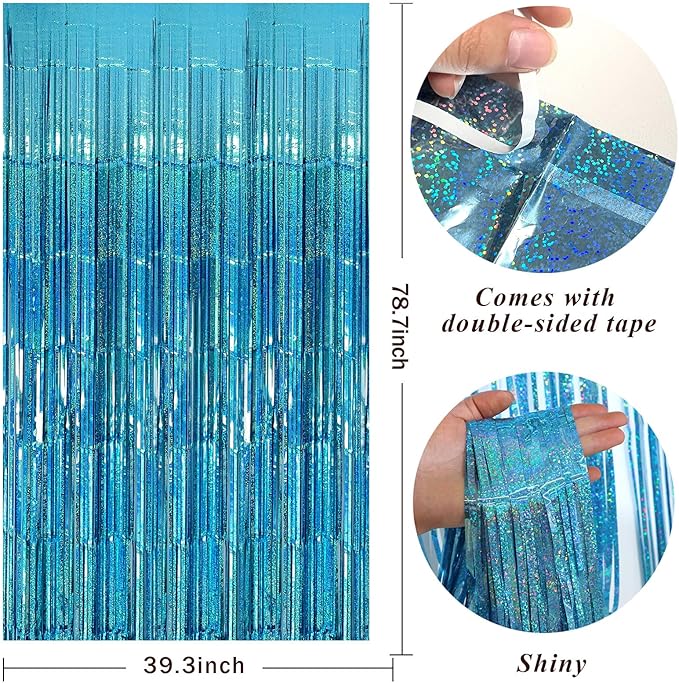 Party Backdrop Curtains Metallic Tinsel Foil Fringe Curtains Party Photo Backdrop Party Streamers for Party Birthday Graduation New Year Eve Bachelorette Decorations Wedding Decor