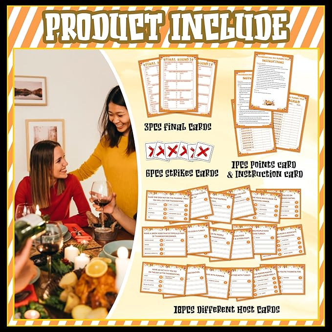 Thanksgiving Party Games for Adults, Thanksgiving Friendly Feud Game, Fall Holiday Party Games, Family Game Night Supplies, Autumn Fun Feud Trivia Quiz for Family Friends, 04