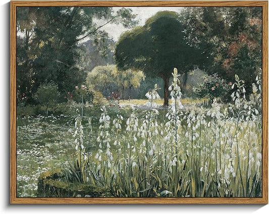 InSimSea Framed Canvas Wall Art Vintage Decor, Landscape Wall Art for Living Room, Summer Hyacinths Vintage Prints Wall Decorations for Living Room Bedroom Office, 11"x14"