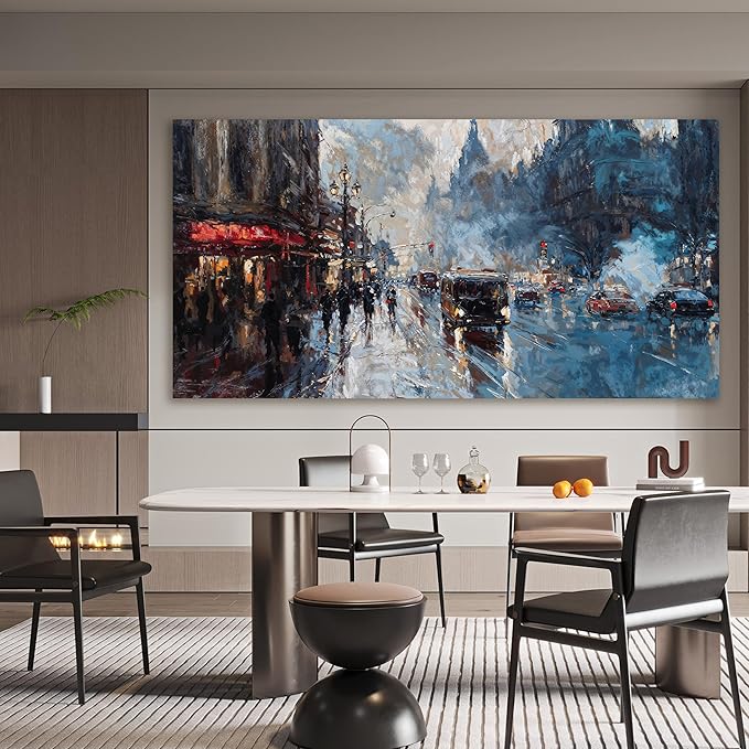 Canvas Wall Art Decor Large Wall Art Pictures for Living Room Abstract Canvas Art Wall Decor Artwork for Walls City Corner Wall Art Prints Wall Decorations Bedroom Home Aesthetic Wall Art Decor 29" X 58"