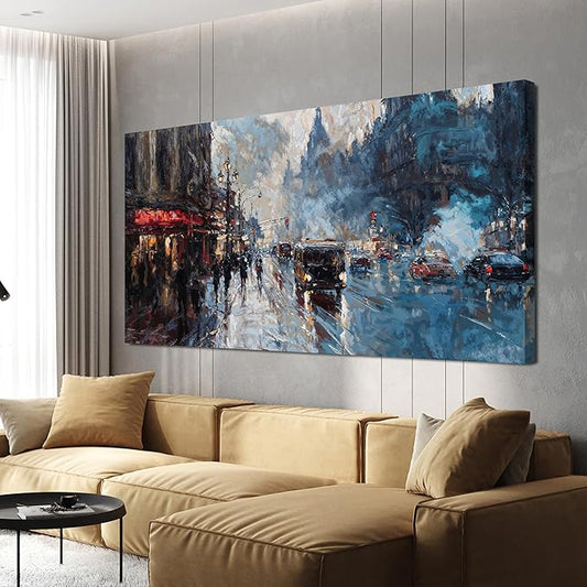 Canvas Wall Art Decor Large Wall Art Pictures for Living Room Abstract Canvas Art Wall Decor Artwork for Walls City Corner Wall Art Prints Wall Decorations Bedroom Home Aesthetic Wall Art Decor 29" X 58"