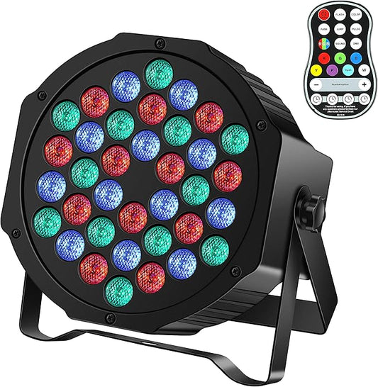 Rechargeable Stage Par Lights U`King RGB 36 LED Battery Powered Par Wireless Uplights with DMX and Remote Control Uplighting Light for DJ Disco Events Wedding Birthday Party Indoor Live Show Bar