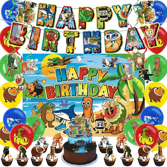 Italian Brainrot Party Decorations Set - Banner, Balloons, Cupcake Toppers, Themed Halloween, Birthday Parties Fun Party Supplies for Celebration