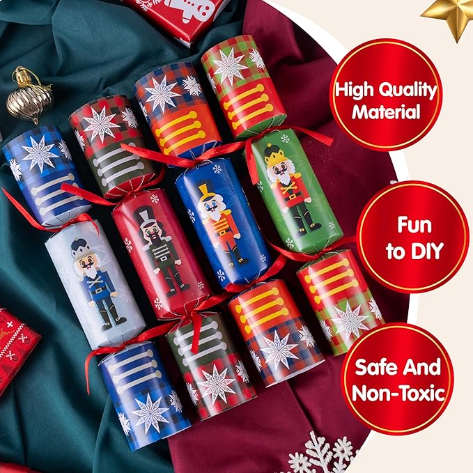 JOYIN 8 Pack Christmas Party Favor Non-Snap Nutcrackers Design Party Table Favors with Holiday Party Favor Supplies for Kids and Adults, Christmas Parties, Dinners and Holidays