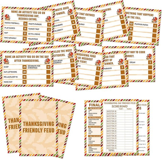 Thanksgiving Party Games for Adults, Thanksgiving Friendly Feud Game, Fall Holiday Party Games, Family Game Night Supplies, Autumn Fun Feud Trivia Quiz for Family Friends, 06