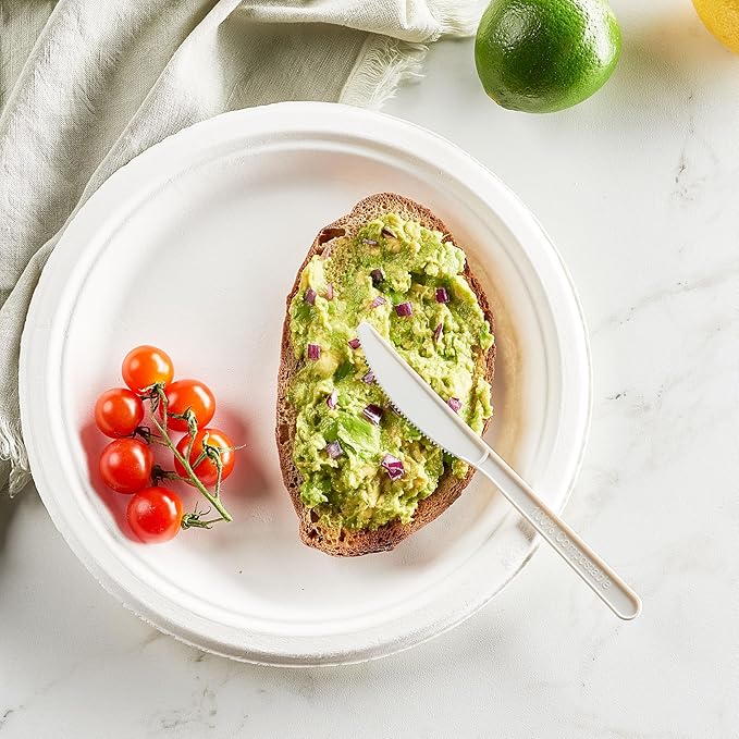 100% Compostable PLA Knives Bulk Pack 400 Pcs Biodegradable Disposable Plastic Cutlery Utensils