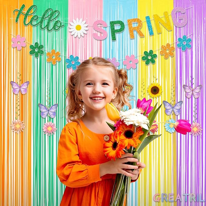 Pastel Tinsel Curtain Party Backdrop - GREATRIL Pastel Color Foil Fringe Curtain Photo Booth Streamers for Birthdays Easter Baby Bride Shower Unicorn Girls Party Decorations