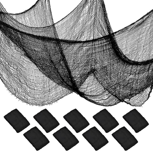 ZeeDix 9 Pack Black Halloween Creepy Cloth 30 x 75 Inch Halloween Decoration Spooky Scary Gauze Cloth Black Cheesecloth for Party Supplies Outdoor Yard Home Wall Doorways