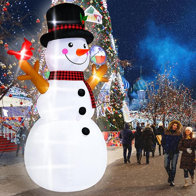 16FT Christmas Inflatable Snowman Outdoor Decorations, Giant Christmas Snowman, Holiday Blow Up Yard Decor with LED Lights, Waterproof & Sturdy for Lawn, Garden, Xmas Party